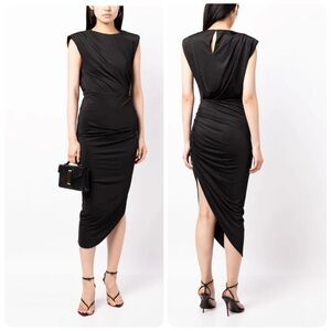 Veronica Beard Merrith Draped Midi Dress Black Size 10 NWT